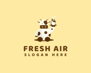 Cow Milk Waiter logo design