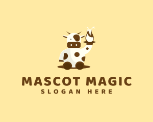 Cow Milk Waiter logo design