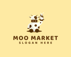 Cow Milk Waiter logo design