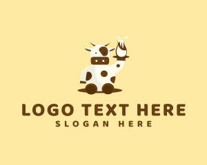 Waiter - Cow Milk Waiter logo design