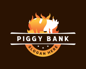 Pig Flame Barbecue logo design