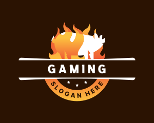 Roast - Pig Flame Barbecue logo design