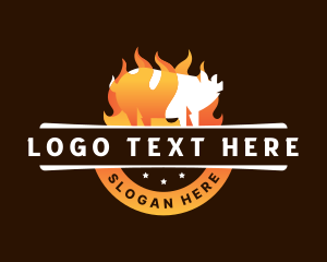 Pork - Pig Flame Barbecue logo design