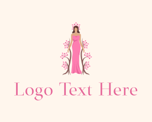 Beauty Queen - Princess Flower Tree logo design