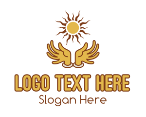 Latin American - Sun Worship Hands Aztec logo design