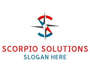 Blue Red Compass Letter S logo design