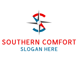 Blue Red Compass Letter S logo design