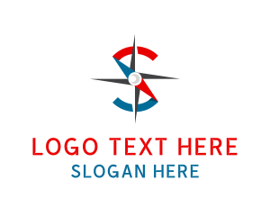 Voyager - Blue Red Compass Letter S logo design