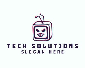 Techno - Glitch Ghost Television logo design