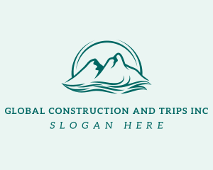Highland - Mountain Ocean Wave logo design