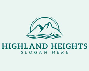 Highland - Mountain Ocean Wave logo design