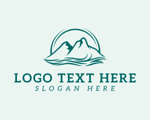 Highland - Mountain Ocean Wave logo design