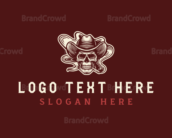 Cowboy Smoking Skull Logo