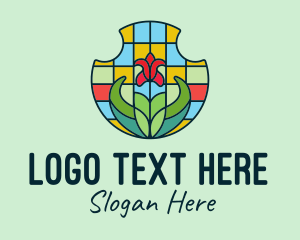 Full-bloom - Stained Glass Flower logo design