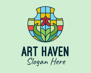 Stained Glass Flower logo design