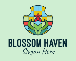 Flowering - Stained Glass Flower logo design