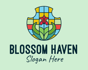 Stained Glass Flower logo design