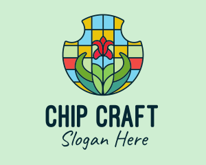 Stained Glass Flower logo design