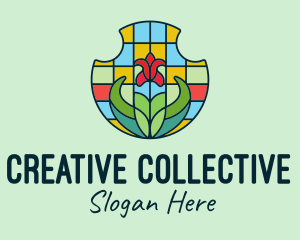 Stained Glass Flower logo design