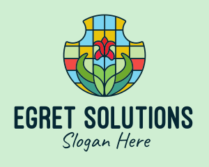 Stained Glass Flower logo design