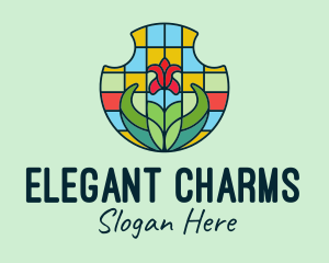 Stained Glass Flower logo design