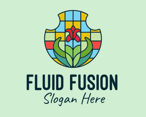 Stained Glass Flower logo design