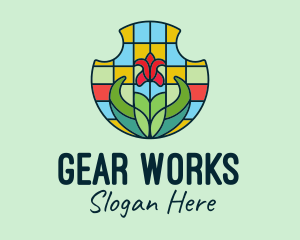 Stained Glass Flower logo design