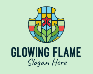 Stained Glass Flower logo design