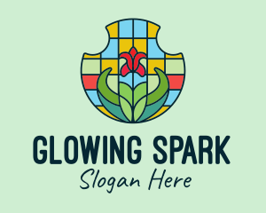 Stained Glass Flower logo design