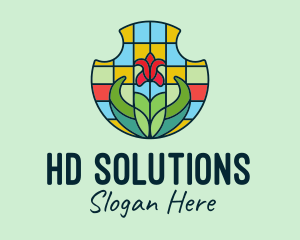 Stained Glass Flower logo design