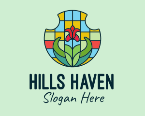 Stained Glass Flower logo design