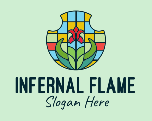 Stained Glass Flower logo design