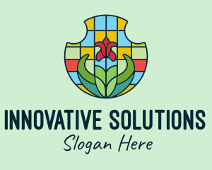 Stained Glass Flower logo design