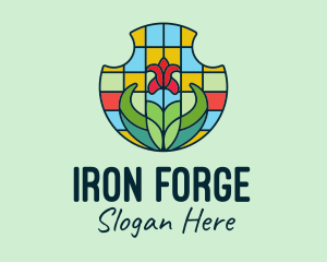 Stained Glass Flower logo design