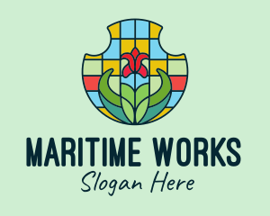 Stained Glass Flower logo design