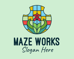 Stained Glass Flower logo design