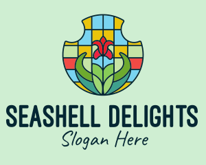 Stained Glass Flower logo design