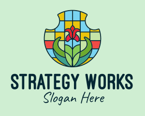 Stained Glass Flower logo design