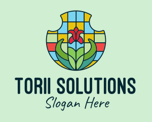 Stained Glass Flower logo design