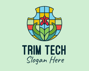 Stained Glass Flower logo design