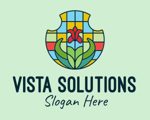 Stained Glass Flower logo design