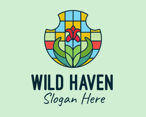 Stained Glass Flower logo design