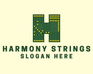 Circuit Board Letter H logo design