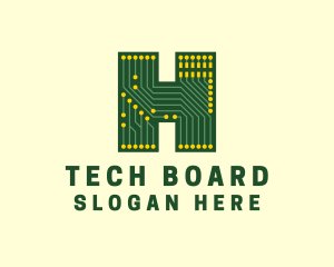 Motherboard - Circuit Board Letter H logo design