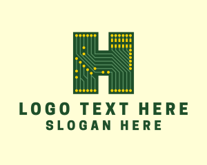 Circuit Board Letter H Logo