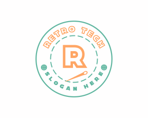 Retro Sewing Button Needle logo design