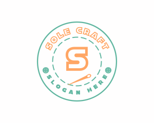 Retro Sewing Button Needle logo design