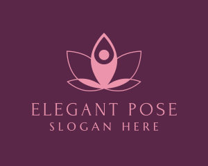 Pose - Lotus Flower Yoga Pose logo design