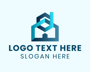 Roofer - Blue Hexagon House logo design