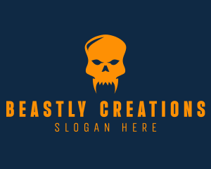 Fang Skull Skeleton logo design